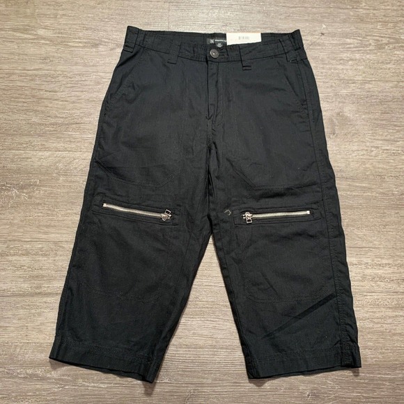 Inc International Concepts Capri Cargo Pants Womens 28 Chianti Black‎ Zip Adult - Picture 1 of 9